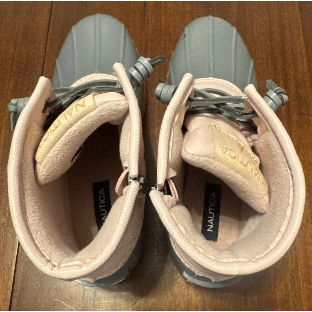 Nautica Dorsay Duck‎ Boots Womens Size 7 Pink Gray Waterproof Rain Snow Boots